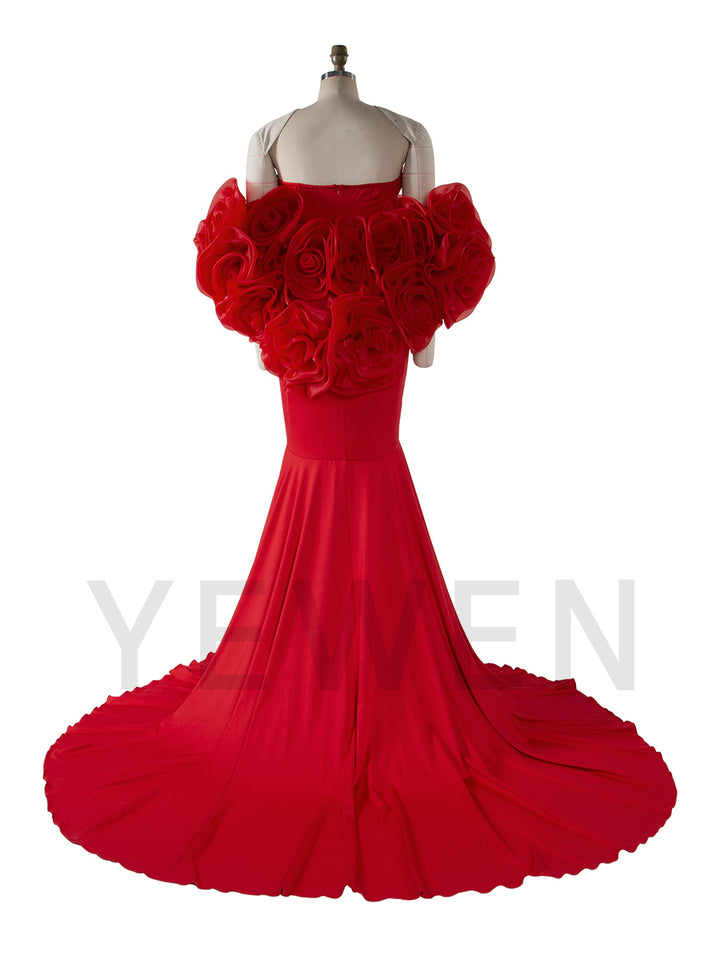 Purple Mermaid Maternity Dress with Floral Wraps Stretchy Maternity Dress Pregnancy Dress Shoot YW251008