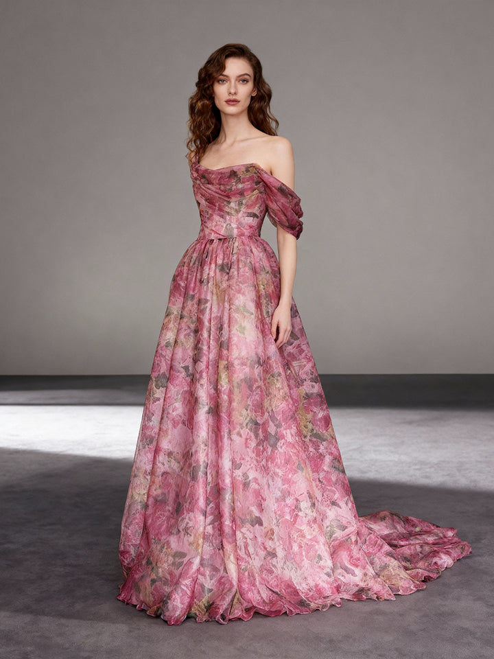 Stunning Floral Evening Dress for Women Long Party Gown