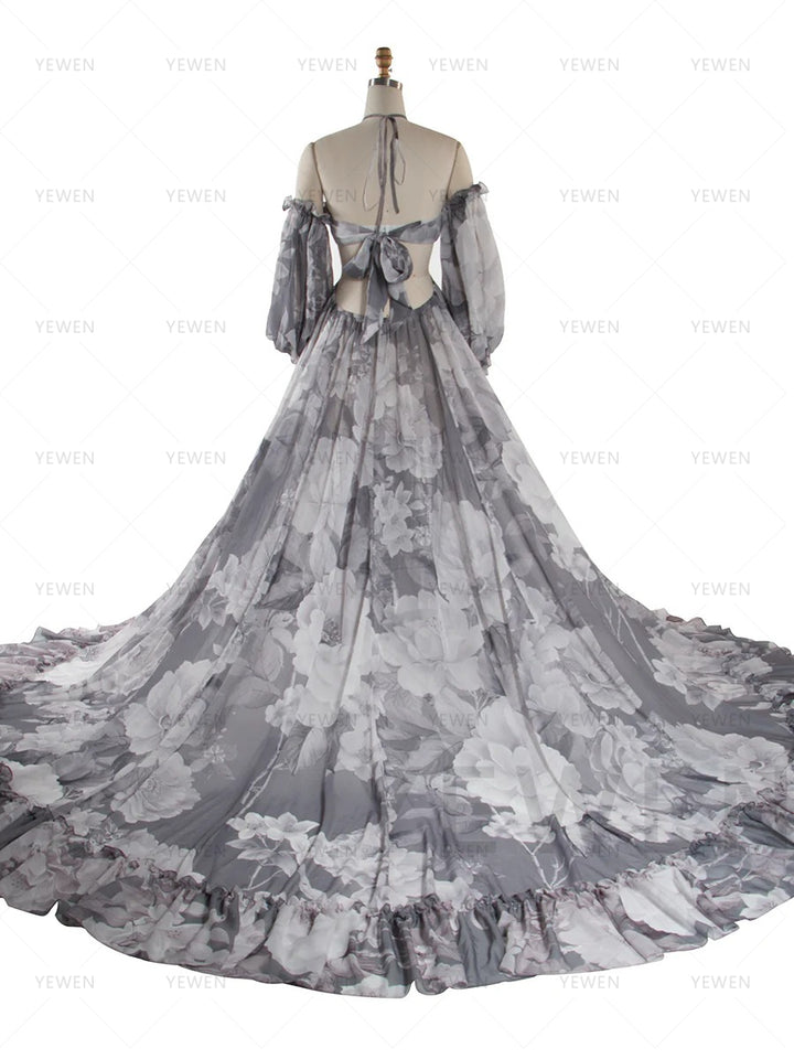 Bohemian Printed Chiffon Maternity Dress for Photoshoot Pregnancy Dress Photoshoot YW240526