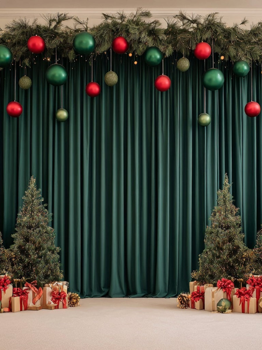 Christmas Green Stretch Backdrop for Party Welcome Area Decoration Photography Background Fabric Banquet Backdrop YW260316D