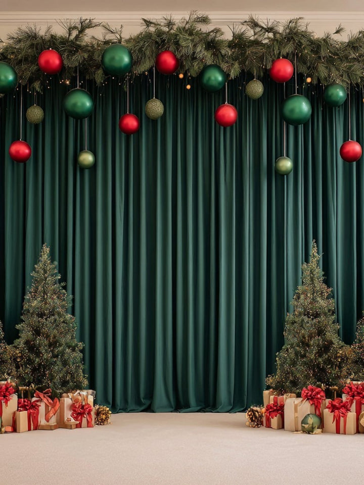 Christmas Green Stretch Backdrop for Party Welcome Area Decoration Photography Background Fabric Banquet Backdrop YW260316D