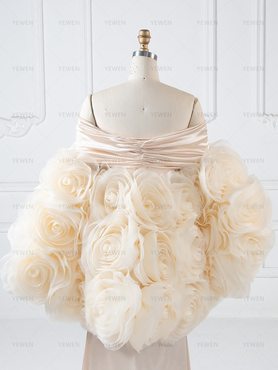 Beautiful Photohoot Outfit Long Mermaid Dress with Flower Cape Shawl YW260263