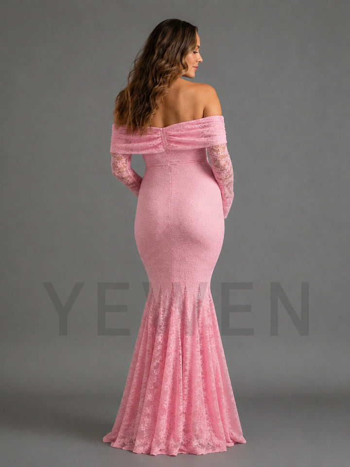 Red Lace Maternity Maxi Dress for Baby Shower