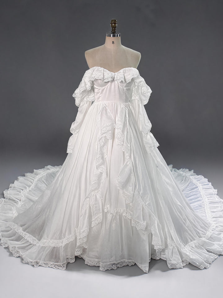 Custom made wedding dress with adjustable Train Ball Gown