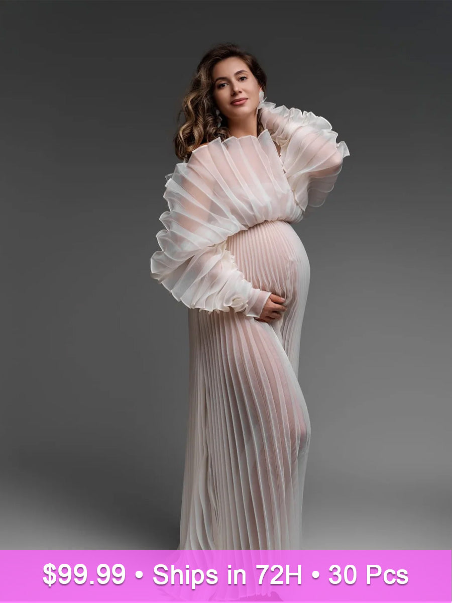 Fashion Organza Pleated Maternity Dress for Photo Shoots Dress for Pregnancy Photo Shoot YW230726 Fashion Organza Pleated Maternity Dress for Photo Shoots Dress for Pregnancy Photo Shoot YW230726
