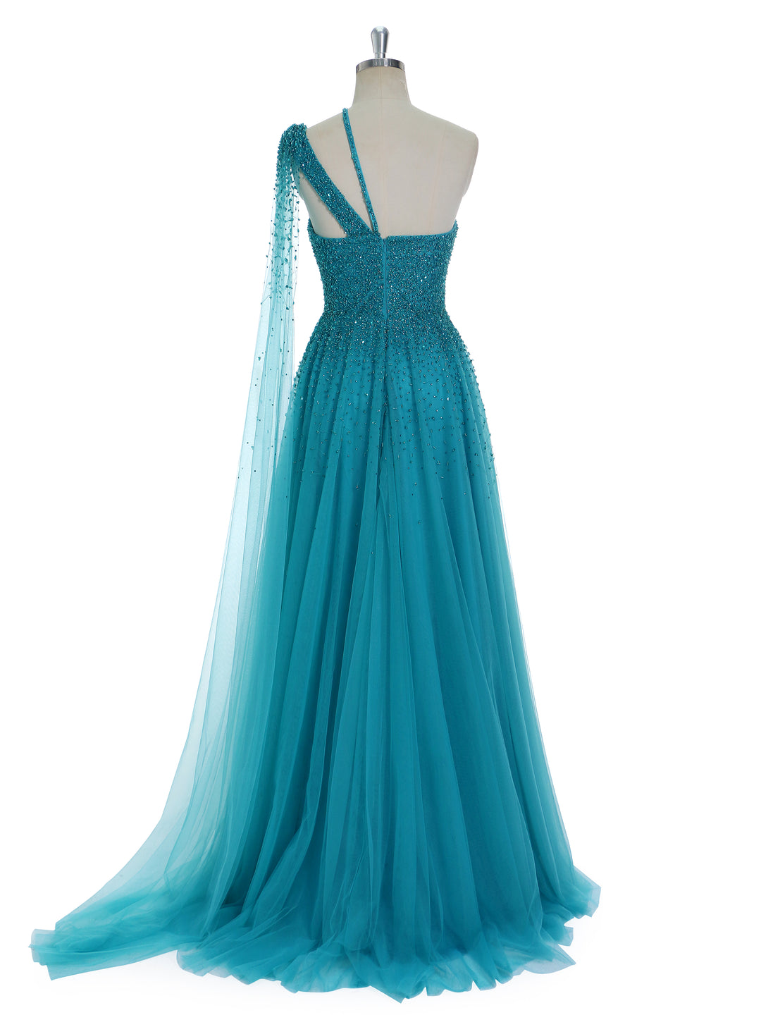 A Line Asymmetrical Neckline Sweep Train Peacock Blue Evening Dresses Special Occasions Gown YE2533 A Line Asymmetrical Neckline Sweep Train Peacock Blue Evening Dresses Special Occasions Gown YE2533