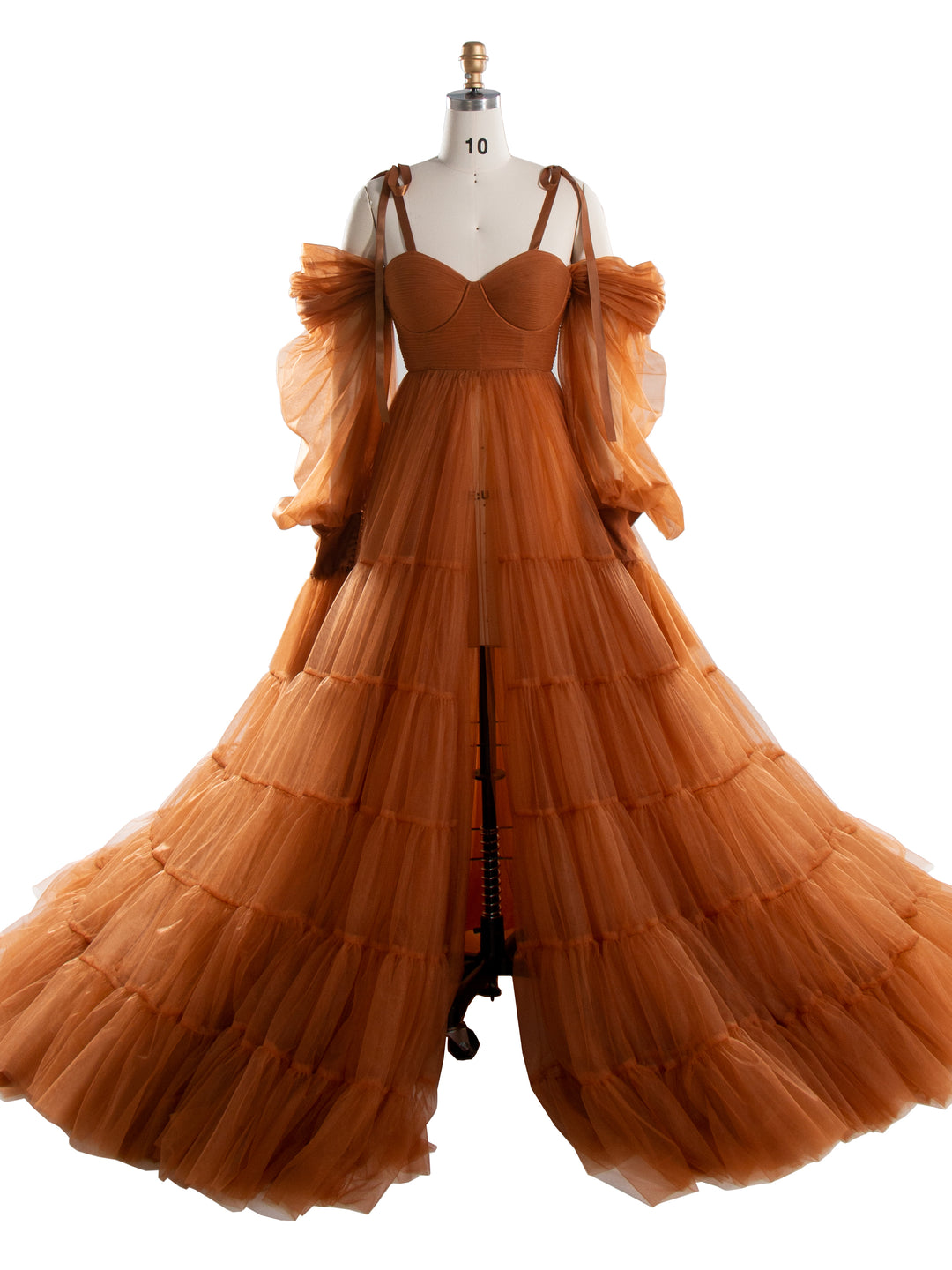 Maternity Dress for Photo Shoot Tulle Gown Photography Dress with Front Belly Slit YW221106 4-6 / Custom Color