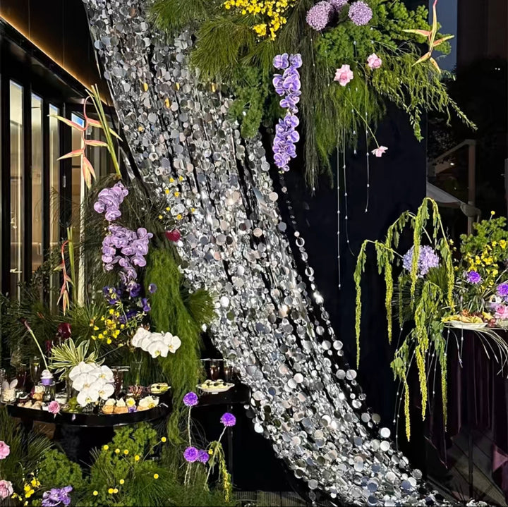 Silver Sequined Backdrop Cloth for Photo Props Decorative Wall Party Birthday Holiday Arrangement YW2603132D