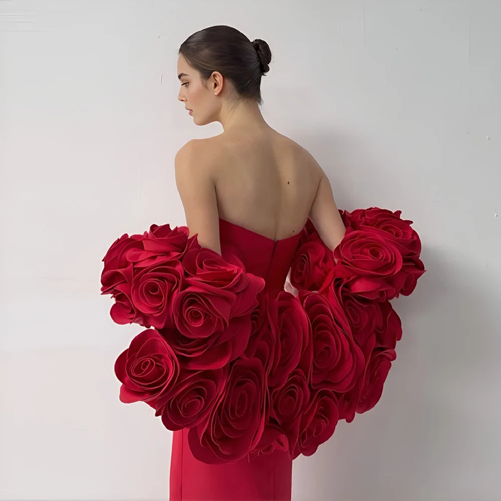 Handmade 3D Rose Short Cape for Engagement Photo Shoot Bridal Photography Props YW251014