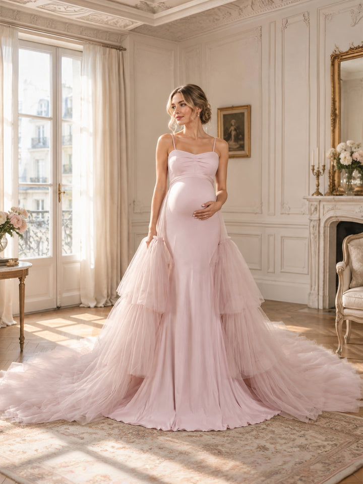 Detachable Train Mermaid Stretch Fabric Maternity Evening Dress Maternity Dress for Photo Shoot YW220428