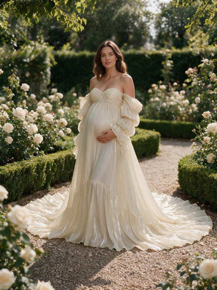 1M Train High Waist Maternity Dress for Photo Shoots Photography Props YW231009-1