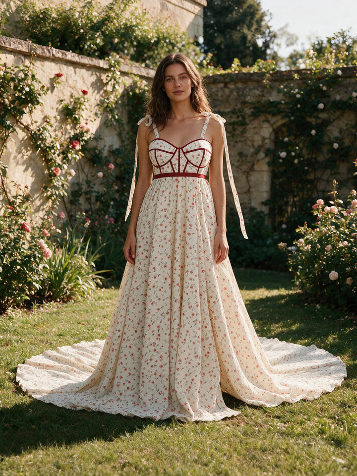 High Waist Floral Chiffon Maternity Dress for Photo Shoots YW231032-1