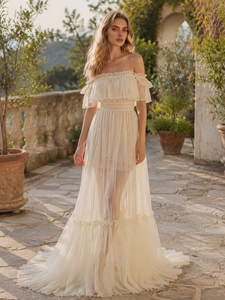 Off  The Shoulder Woman Party Dress Stretchy Waist Photography Photo Shoot Dress YW231045