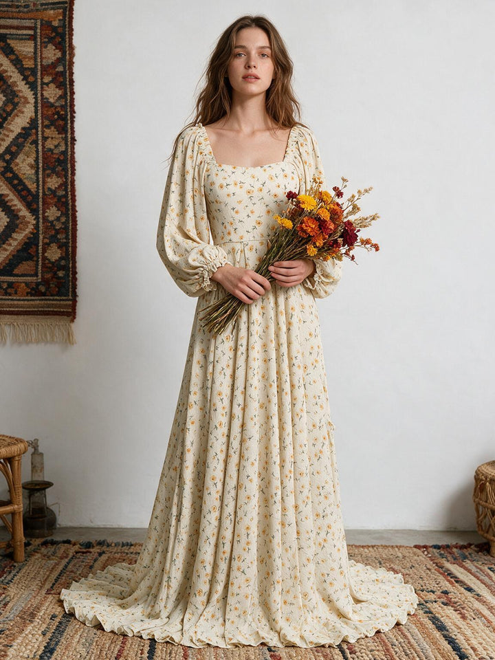 Long Sleeves Elastic Back Waist Woman Maxi Dress Photoshoot Dresses for Ladies YW231072