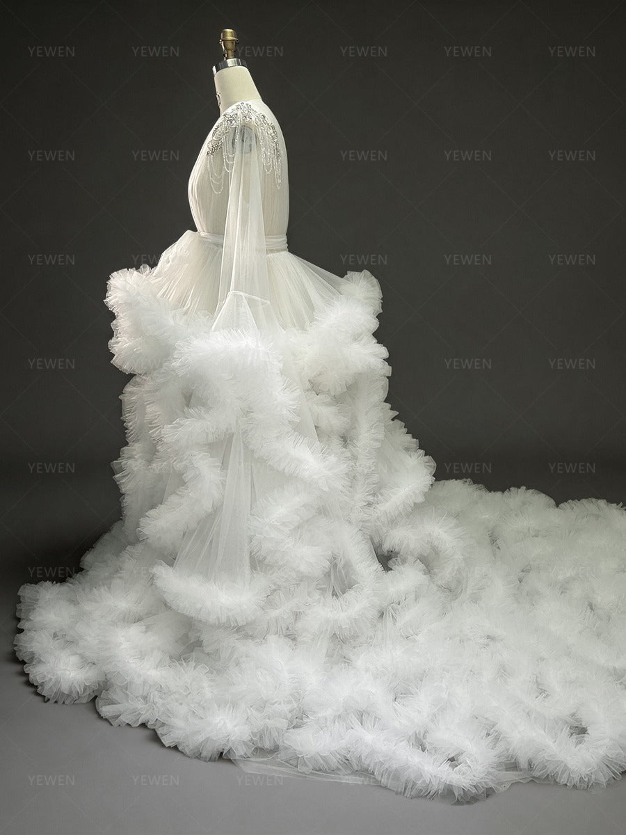 Cloud Ruffles Tulle Wedding Dress Luxurious Bridal Robe YW260242