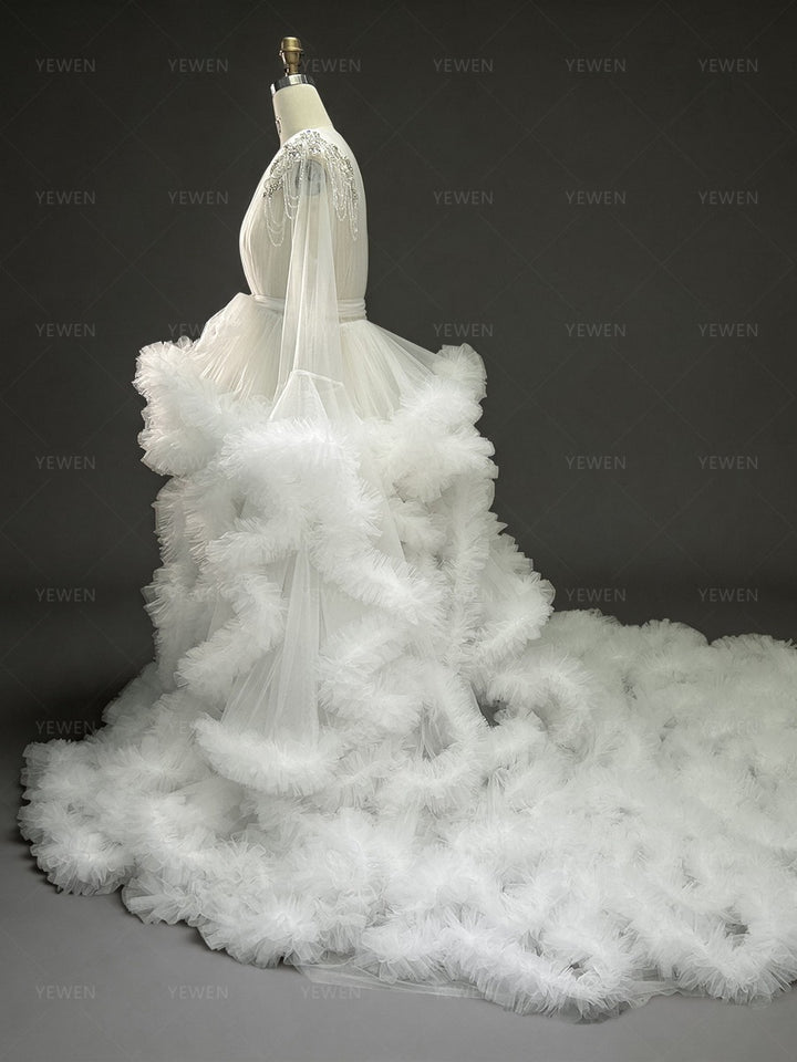 Cloud Ruffles Tulle Wedding Dress Luxurious Bridal Robe YW260242