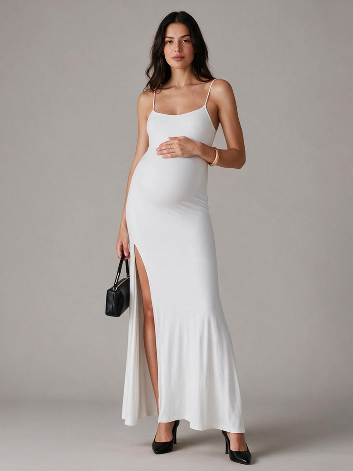 Spaghetti Strap High Slit Maternity Baby Shower Dress
