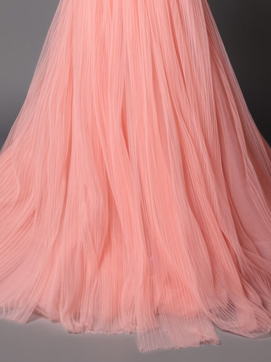 Fashionable Pleated Evening Dress A Line Off Shoulder Formal Gown