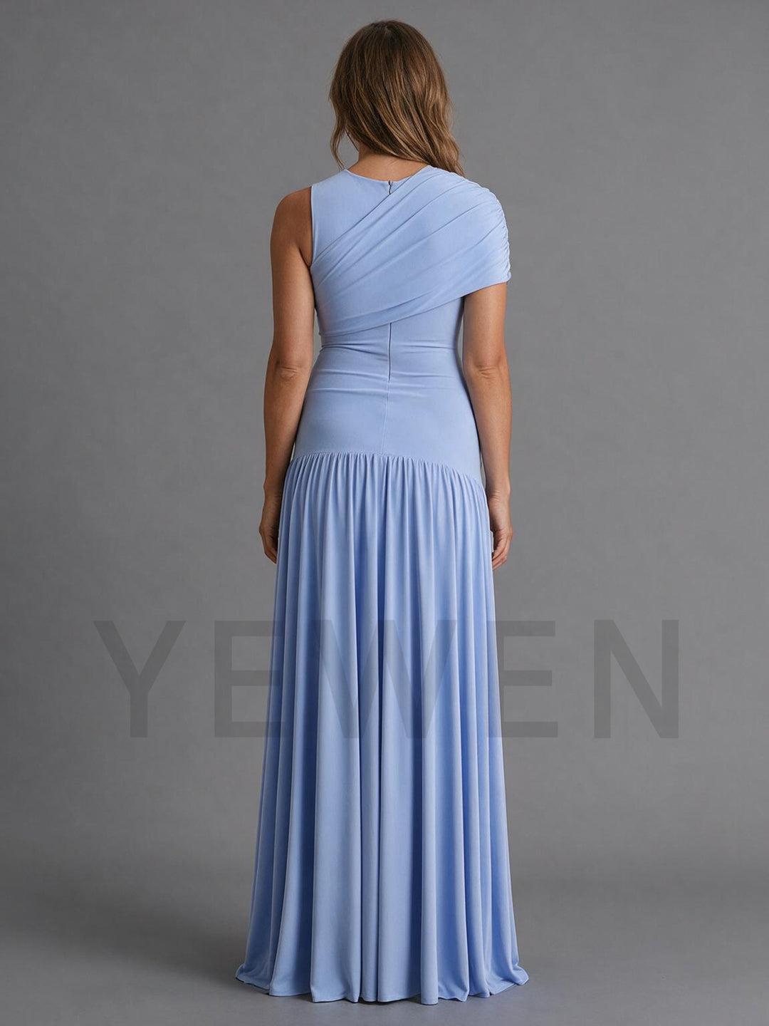 One-Shoulder Draped Ruched Maternity Dress for Baby Shower