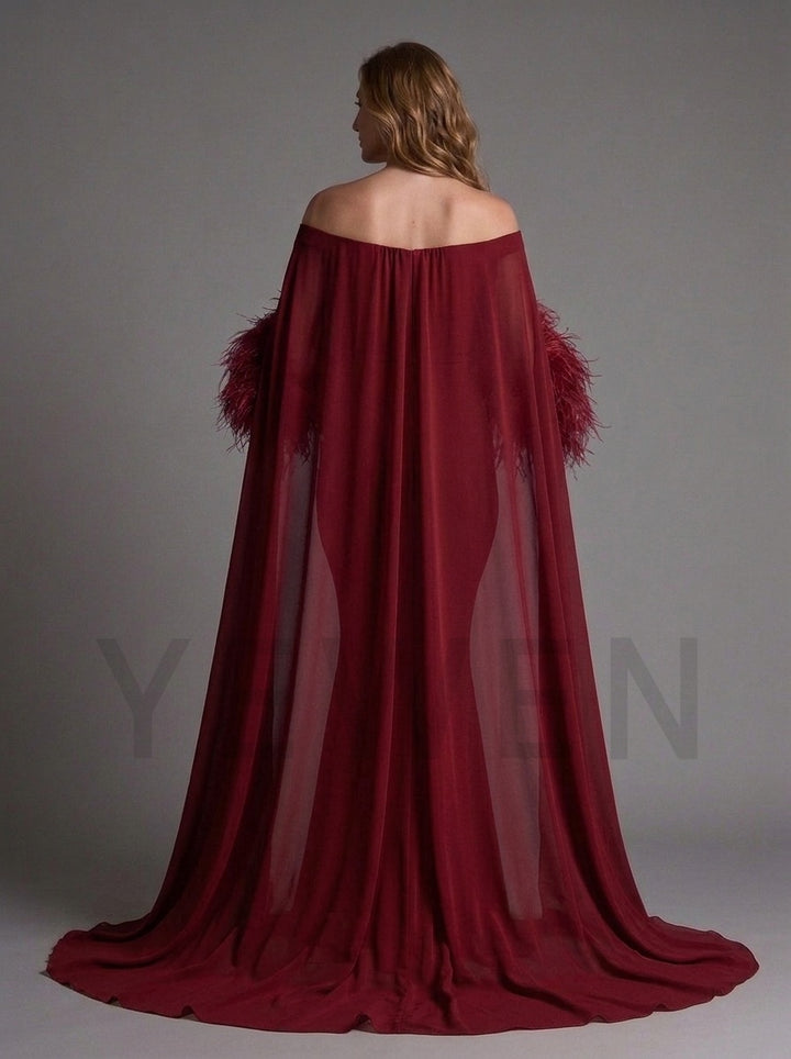 Feather Cape Maternity Dress for Baby Shower