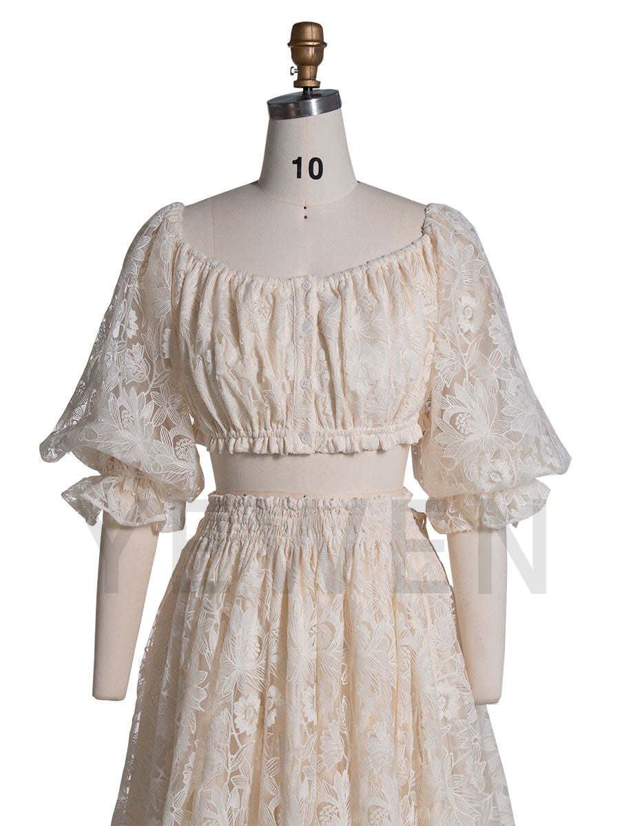 2 Piece Set Lace Dress for Photo Shoot Bridal Gown Photoshoot Props YW240076