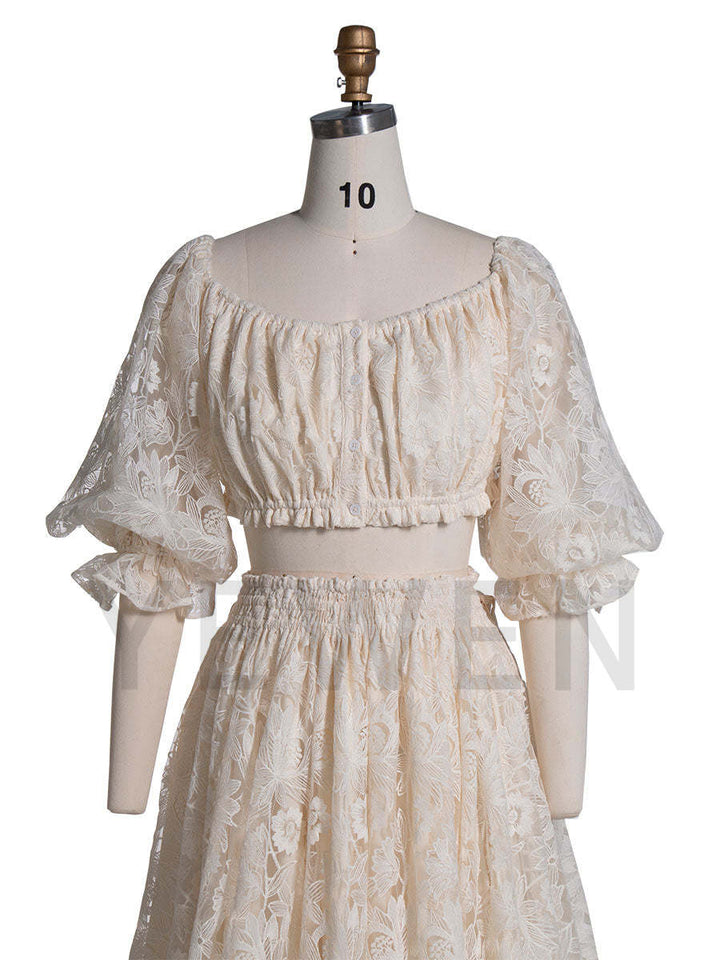2 Piece Set Lace Dress for Photo Shoot Bridal Gown Photoshoot Props YW240076
