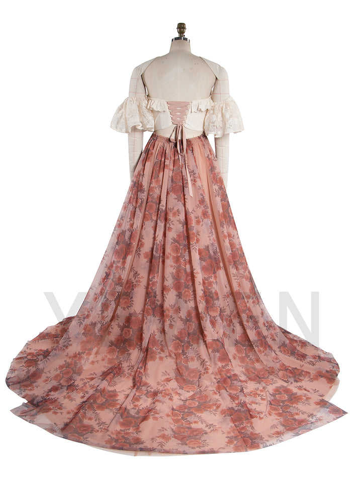 Romantic Floral Gown Boho Photoshoot Outfit YW251029