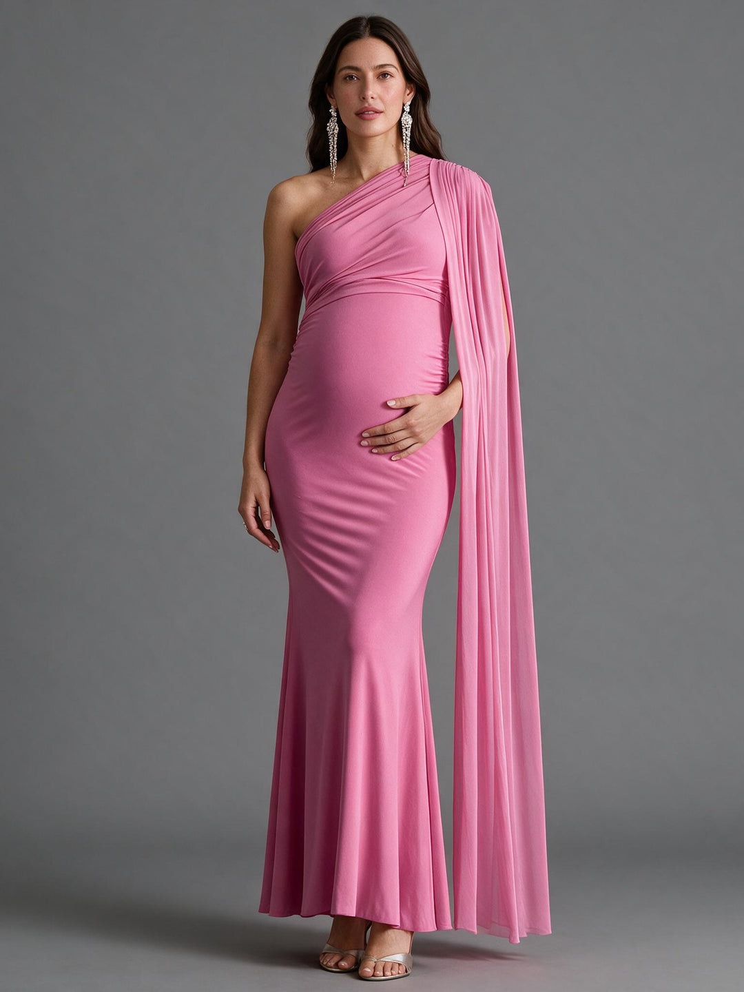 Pink Maternity Maxi Dress Baby Shower Photoshoot
