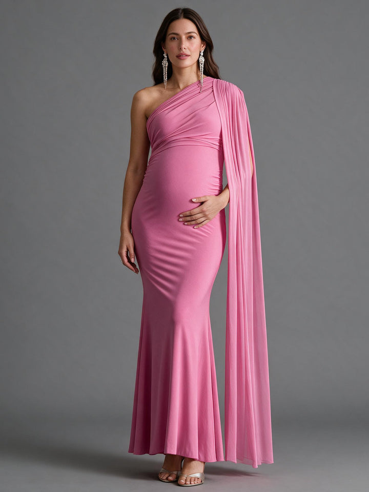 Pink Maternity Maxi Dress Baby Shower Photoshoot