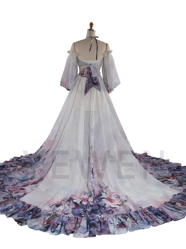 Bohemian Printed Chiffon Maternity Dress for Photoshoot Pregnancy Dress Photoshoot YW240526