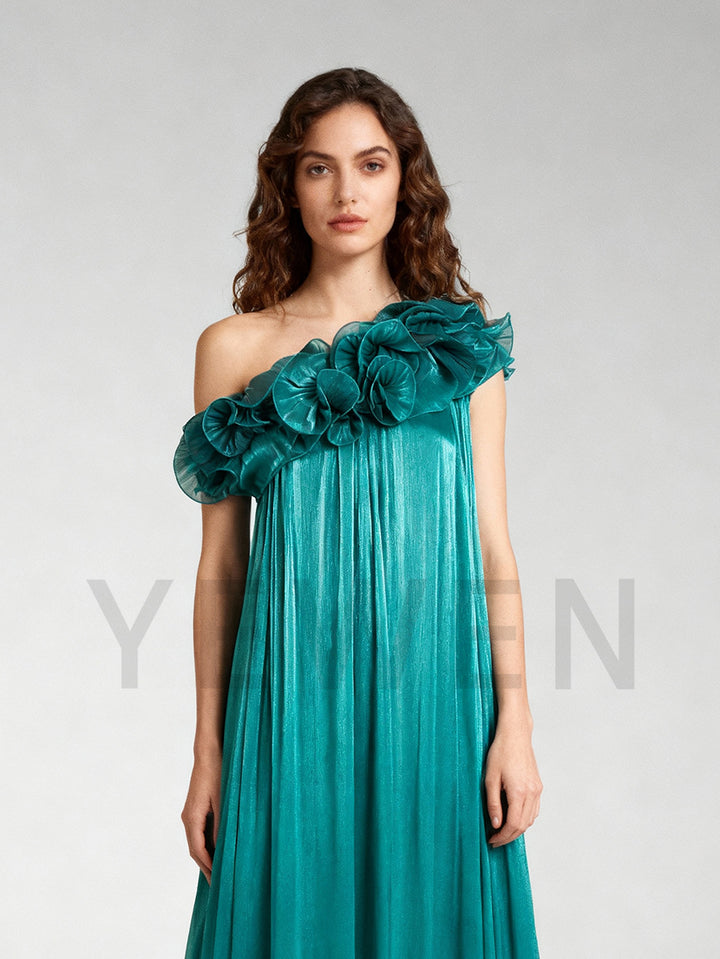 One Shoulder Loose Women's Long Evening Dress Holiday Beach Party Dress