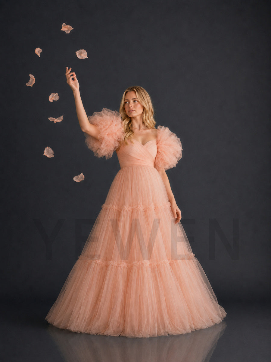 Sweetheart Oversized Puff Sleeve Maternity Photoshoot Dress HY269002