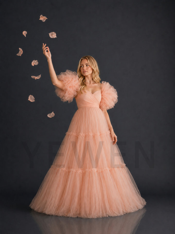 Sweetheart Oversized Puff Sleeve Maternity Photoshoot Dress HY269002