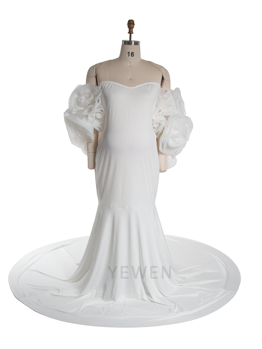 Purple Mermaid Maternity Dress with Floral Wraps Stretchy Maternity Dress Pregnancy Dress Shoot YW251008