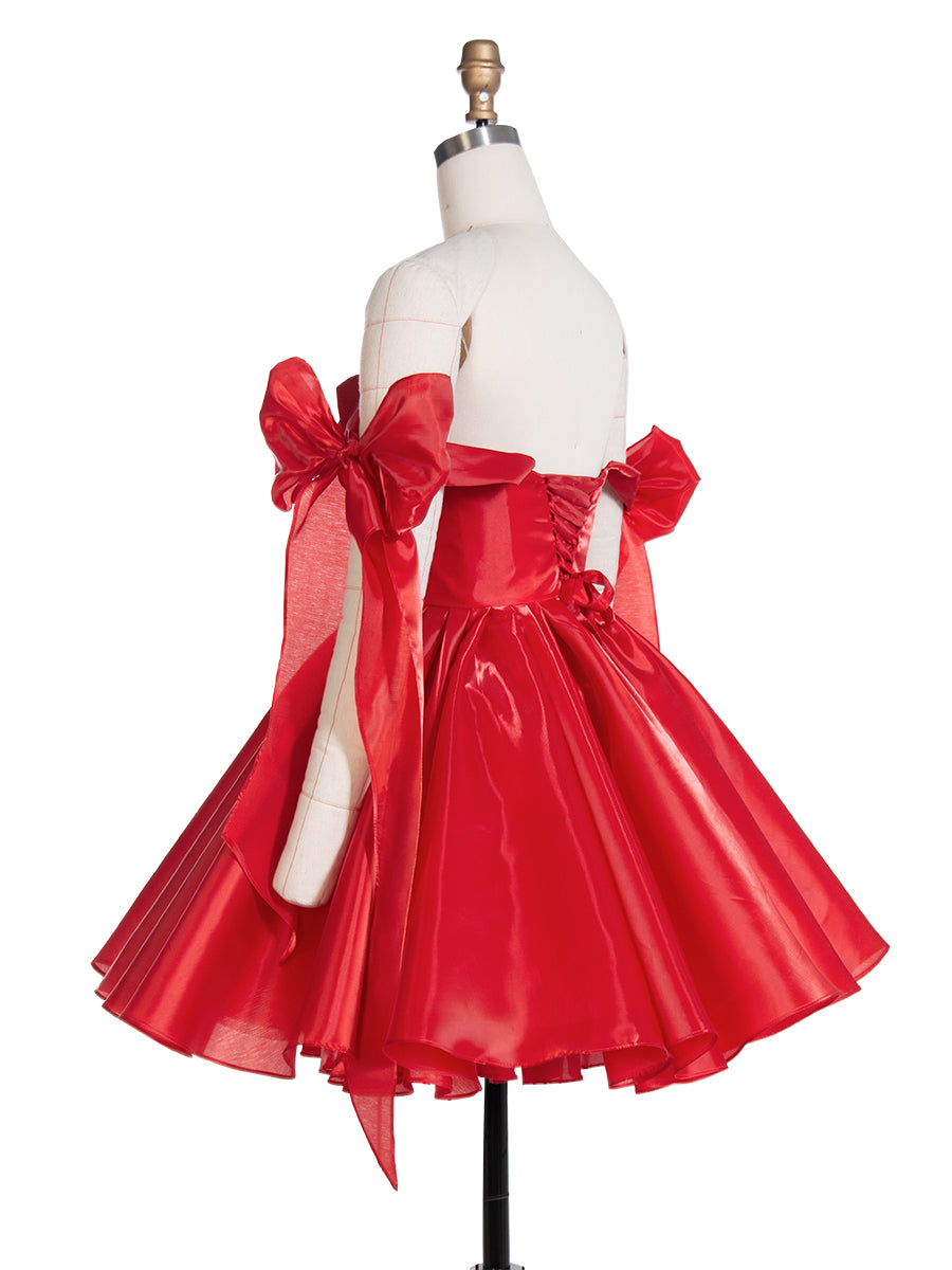 Bow Accent Sweetheart Short Mini Homecoming Dresses Red Christmas Party Dress YW243100 Bow Accent Sweetheart Short Mini Homecoming Dresses Red Christmas Party Dress YW243100