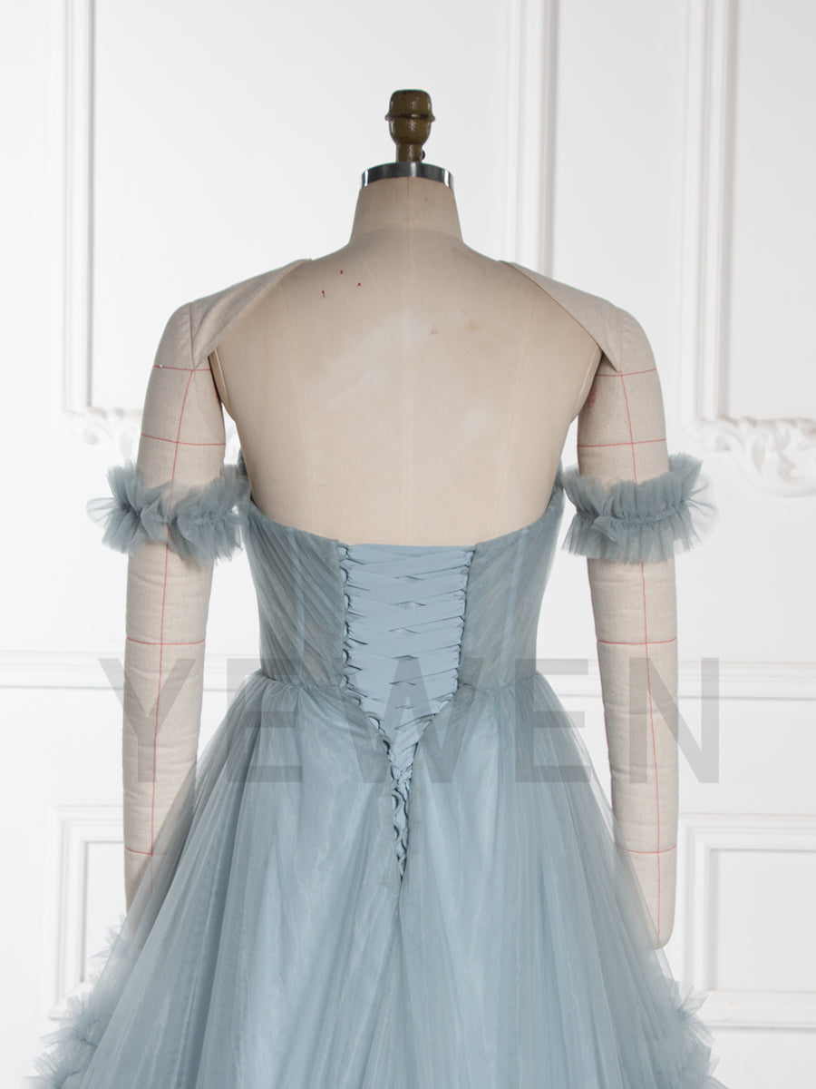 Elegant Sweetheart Tulle Gown Tiered Ruffles Evening Dress 2025