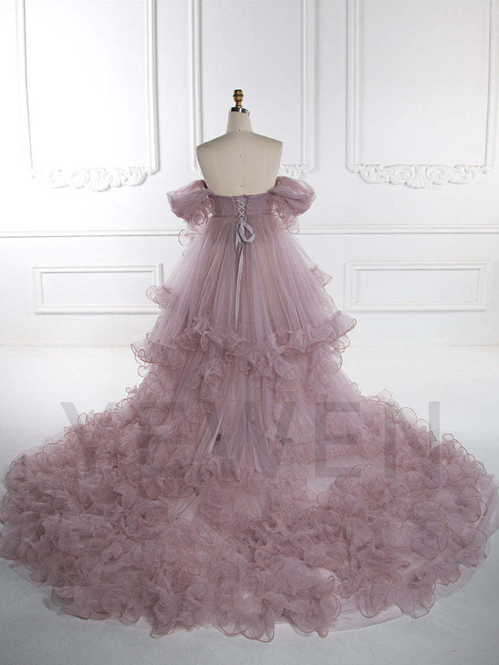 Maternity Dress for Photo Shoot Tulle Ruffle Maternity Gown Baby Shower Photoshoot Dress YW243160
