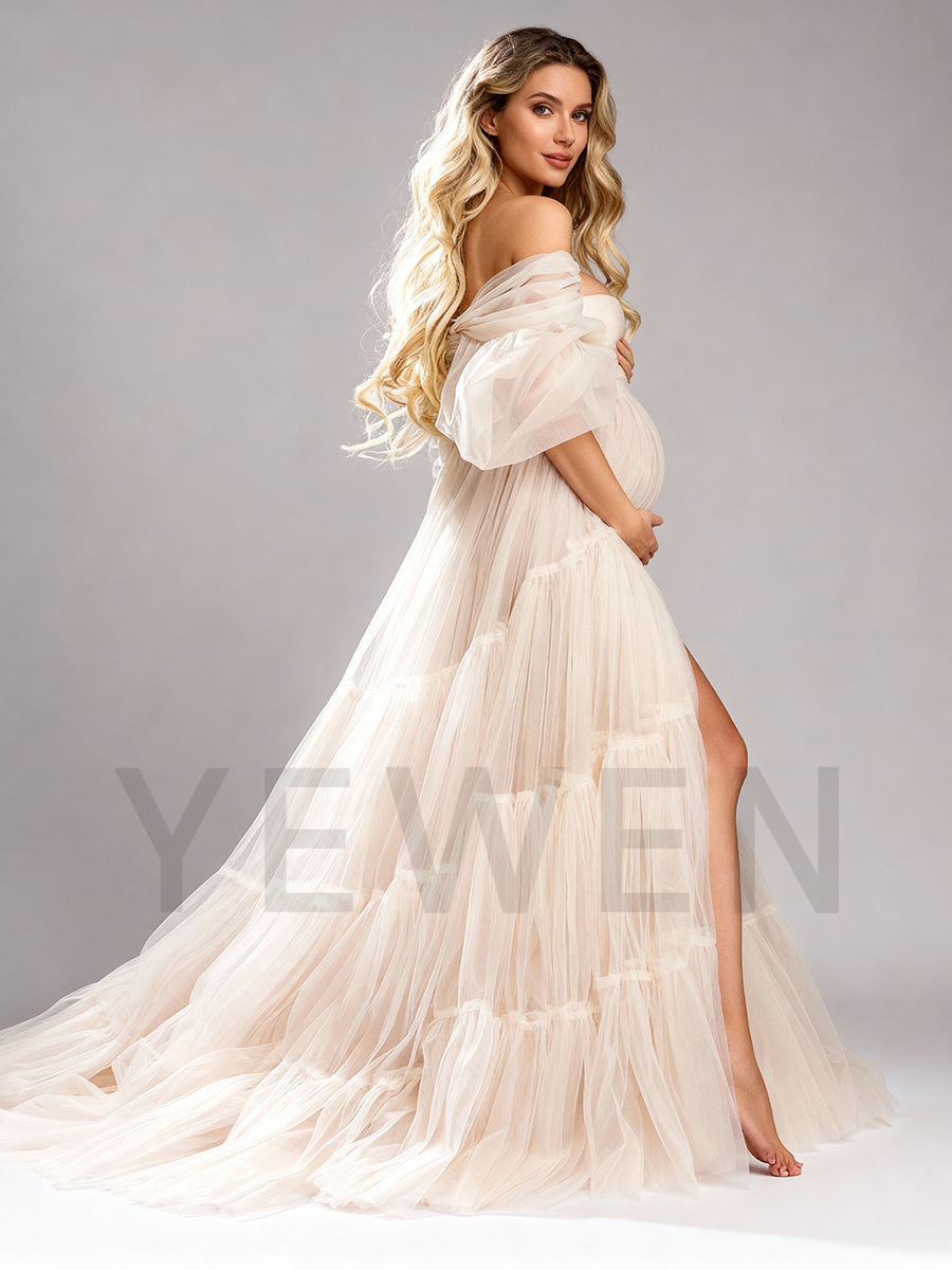 Tulle Maternity Gown Baby Shower Photoshoot Dress Maternity Dress for Photo Shoot