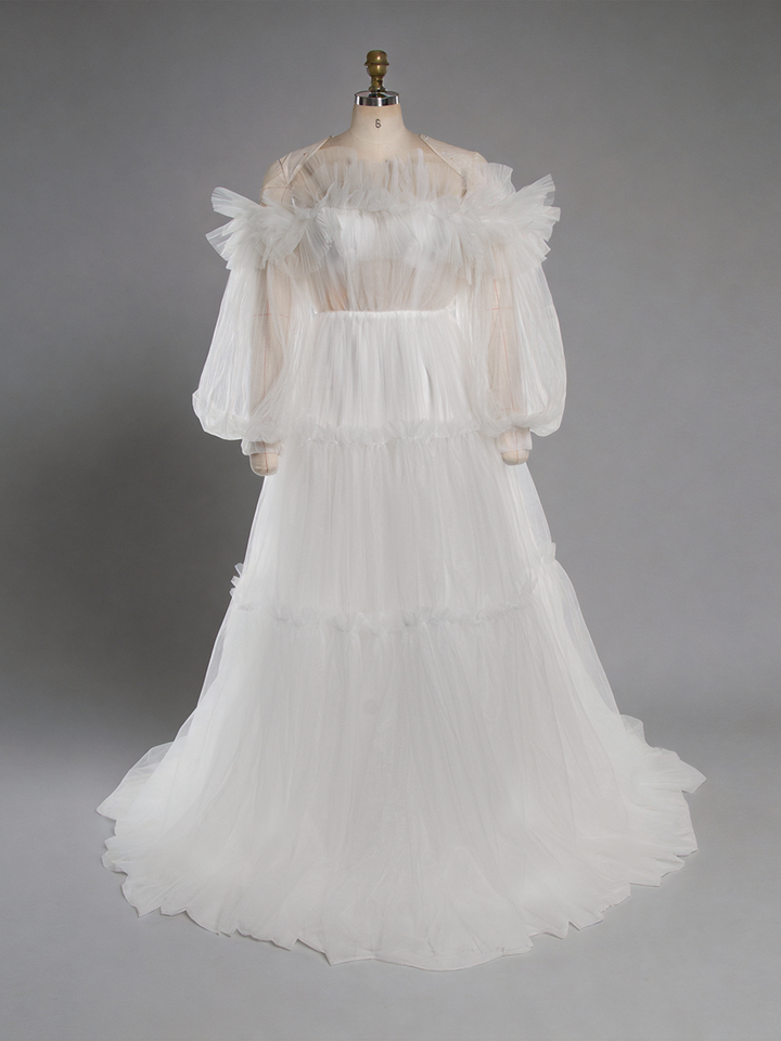 Ruffles Off Shoulder Tulle Dress for Photoshoot  YW250098