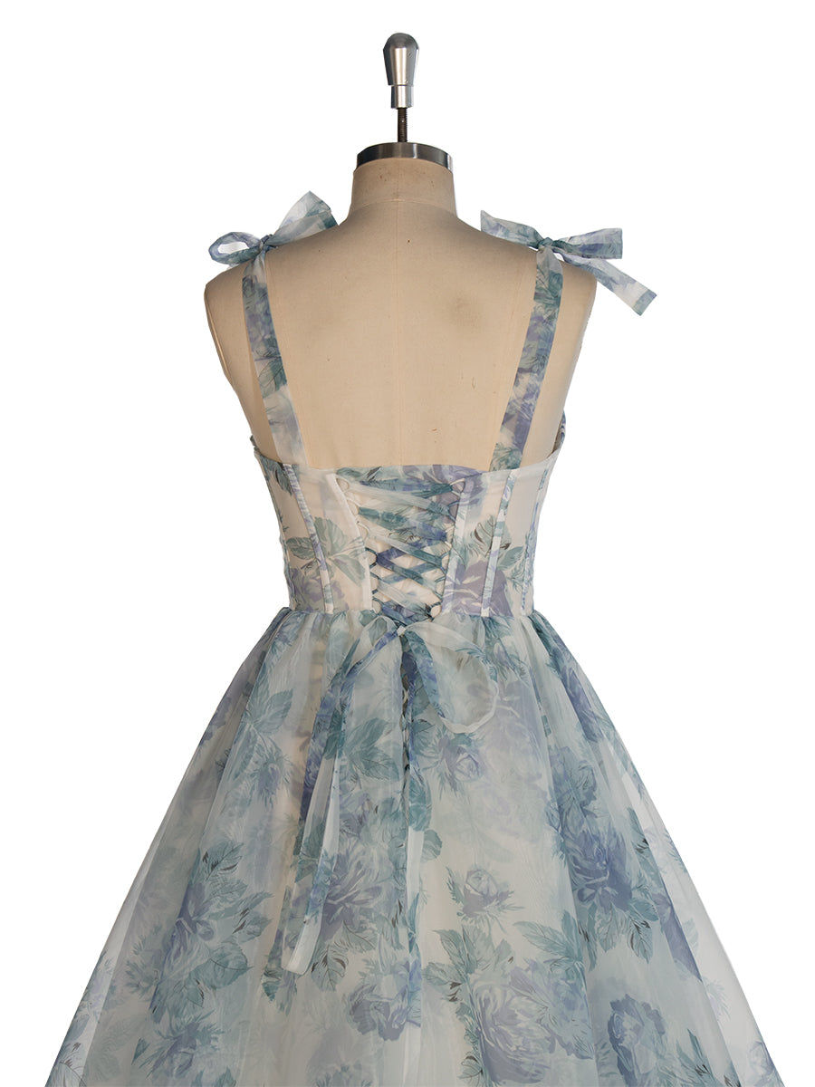 Elegant Floral Organza Dress Flower Printed Event Dress YW243141