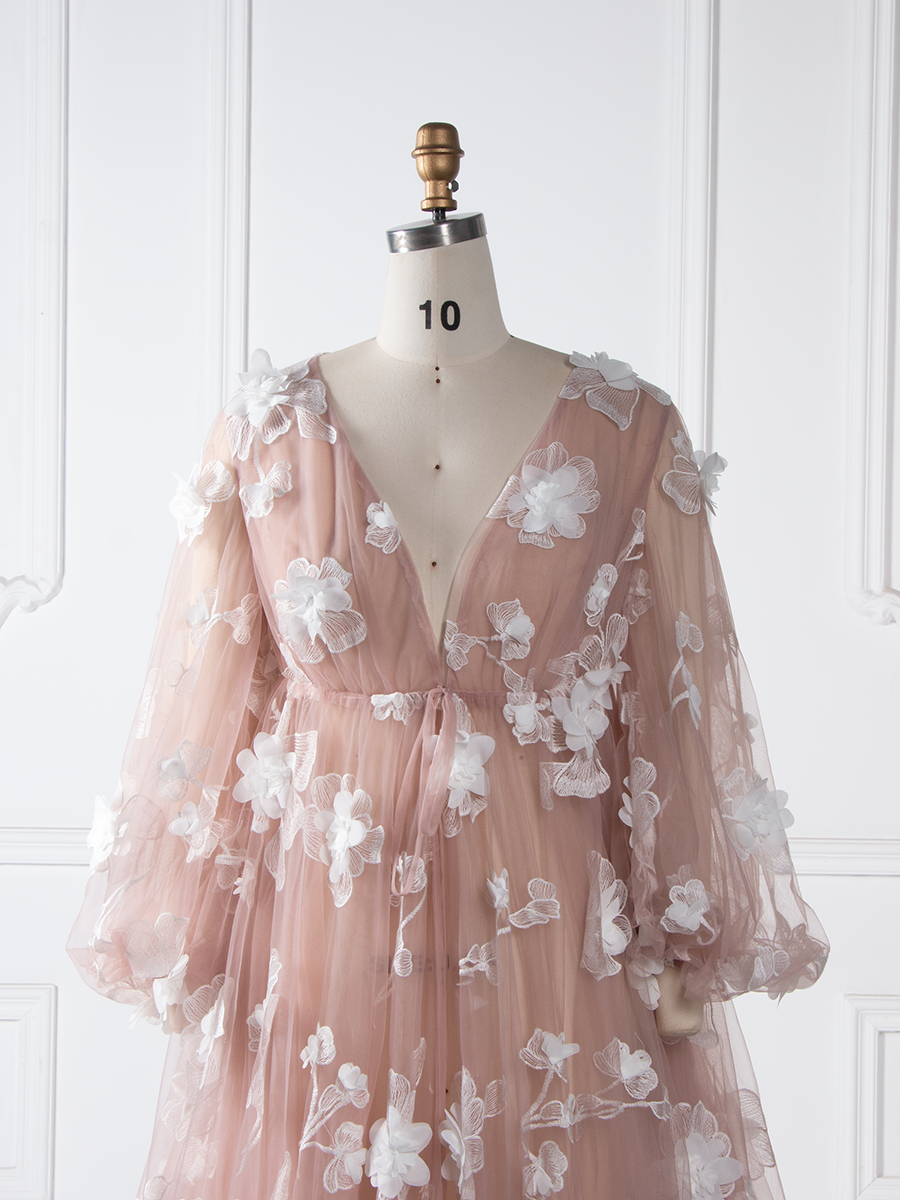 Maternity Dress for Photo Shoot Floral Tulle Pregnancy Dress YW251061