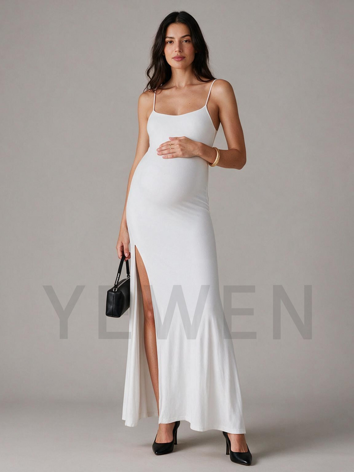 Spaghetti Strap High Slit Maternity Baby Shower Dress