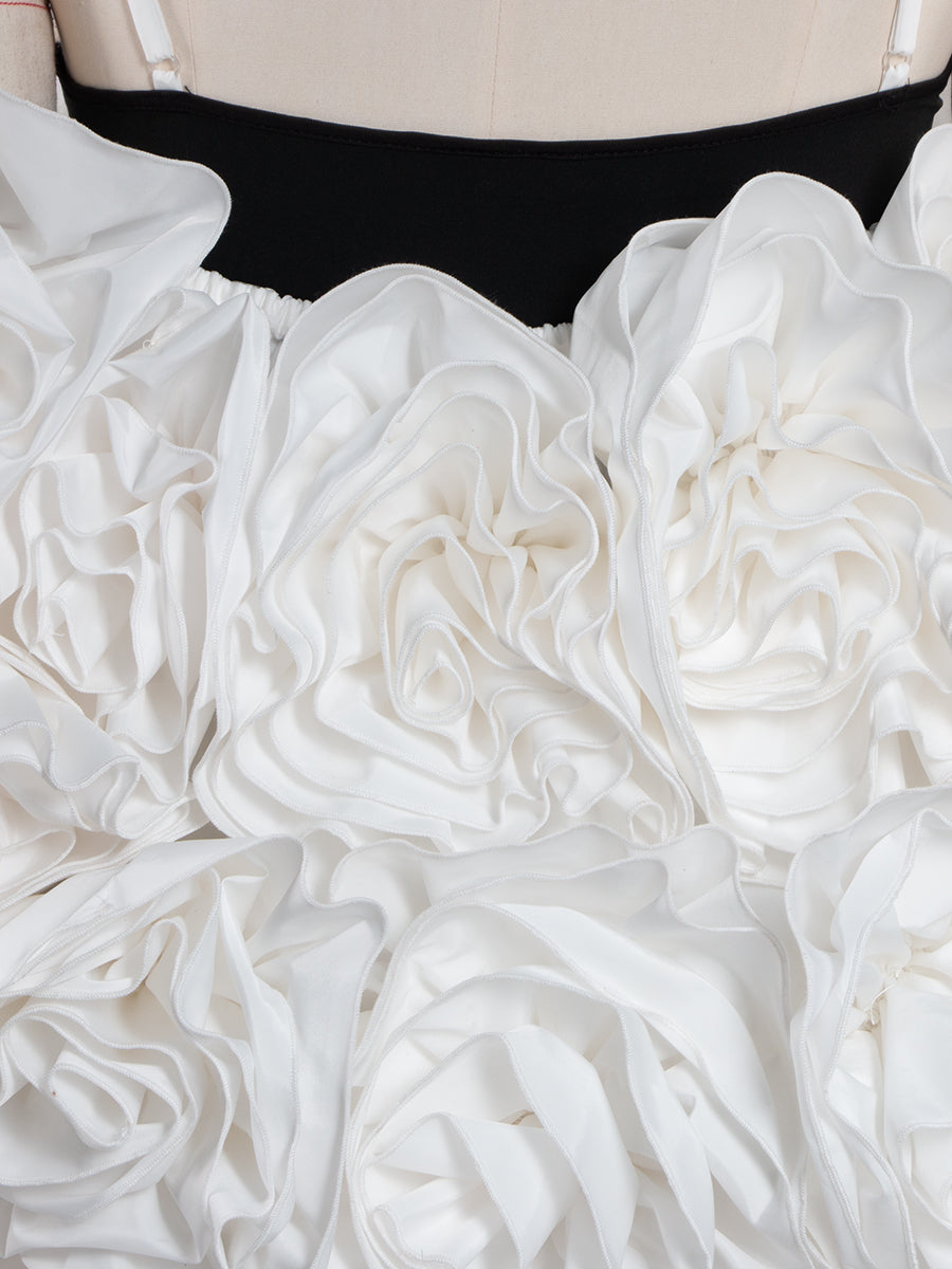 White Handmade Flower Bicep Jacket Women Cloak with Slip Bodysuit Photoshoot Props YW251041