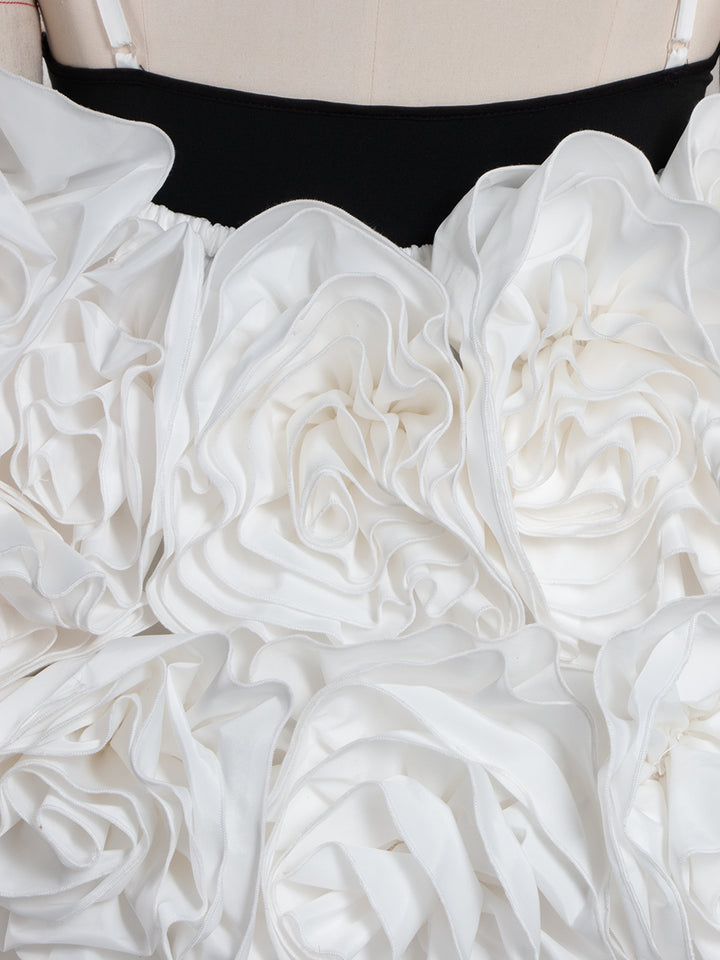 White Handmade Flower Bicep Jacket Women Cloak with Slip Bodysuit Photoshoot Props YW251041