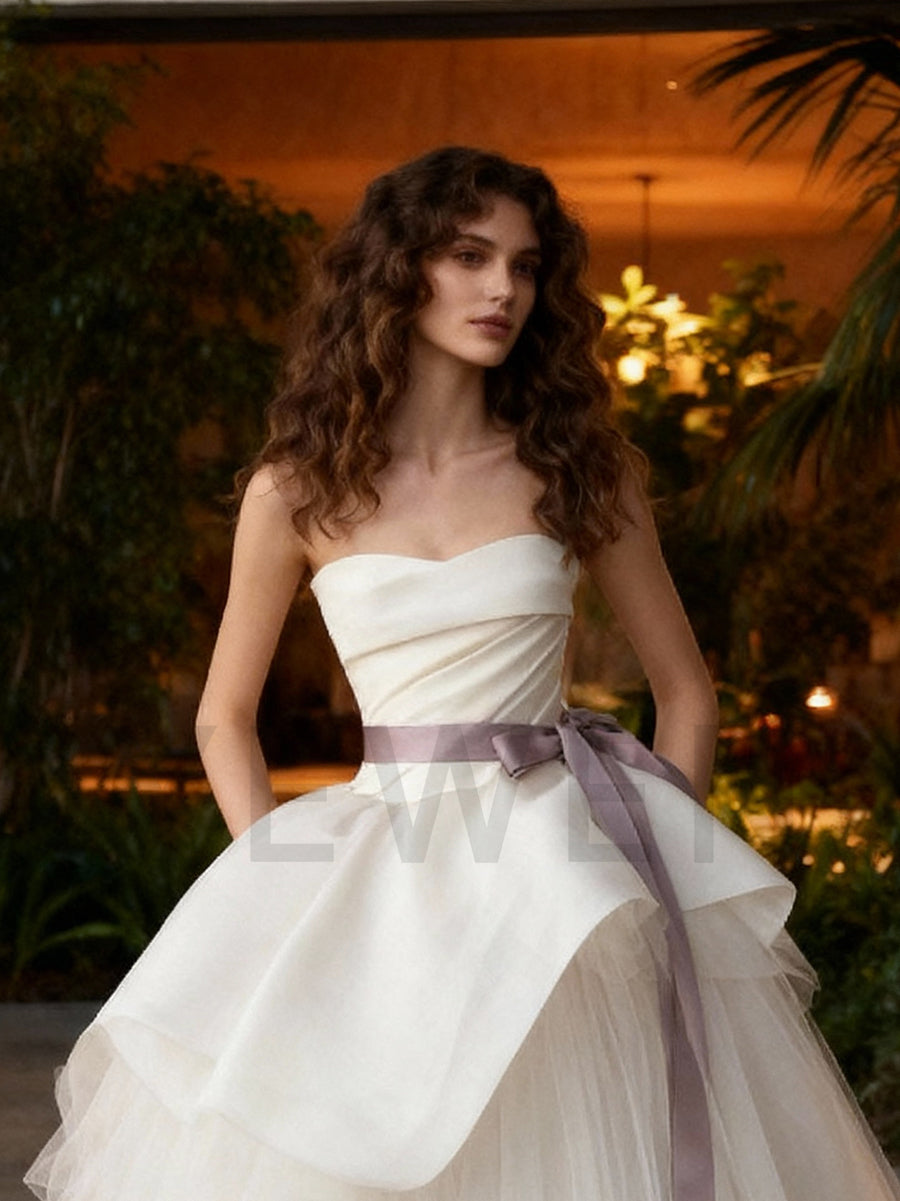 Tulle Wedding Dress Strapless Elegant Bridal Ball Gown 2025