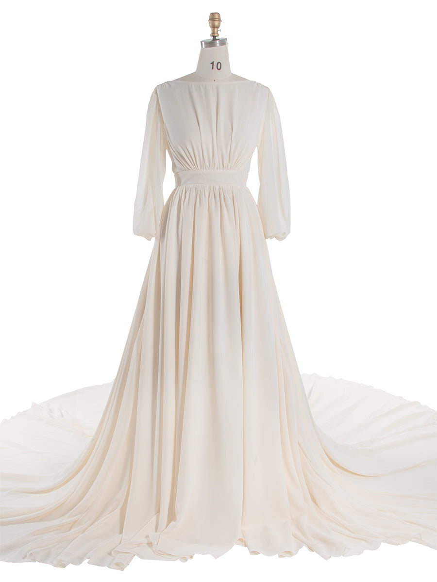 Elegant Long Sleeve Party Dress Backless Cocktail Evening Dress 12 / Cream Elegant Long Sleeve Party Dress Backless Cocktail Evening Dress 12 / Cream