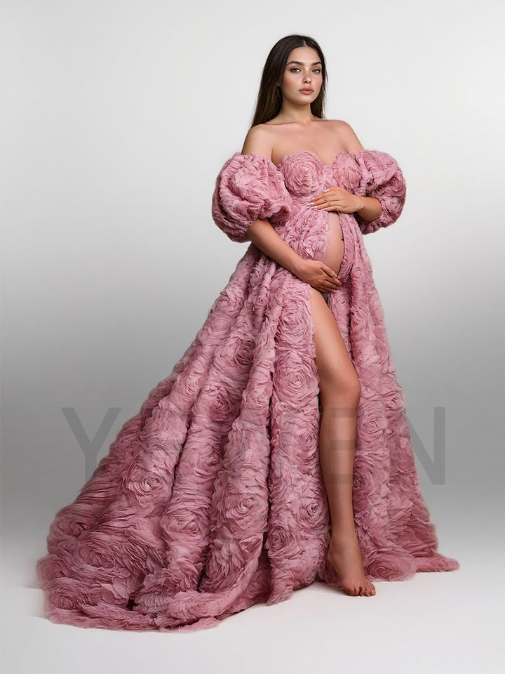 Exquisite Sweetheart 3D Flowers Dress for Maternity Photoshoot YW251026