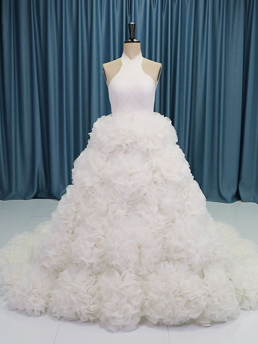 Plus Size Custom Made Boho Beach Bridal Gowns: Organza Flower Wedding Dresses yewendress Plus Size Custom Made Boho Beach Bridal Gowns: Organza Flower Wedding Dresses yewendress