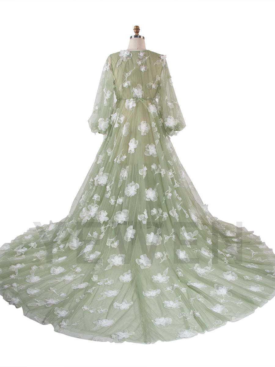 Maternity Dress for Photo Shoot Floral Tulle Pregnancy Dress YW251061