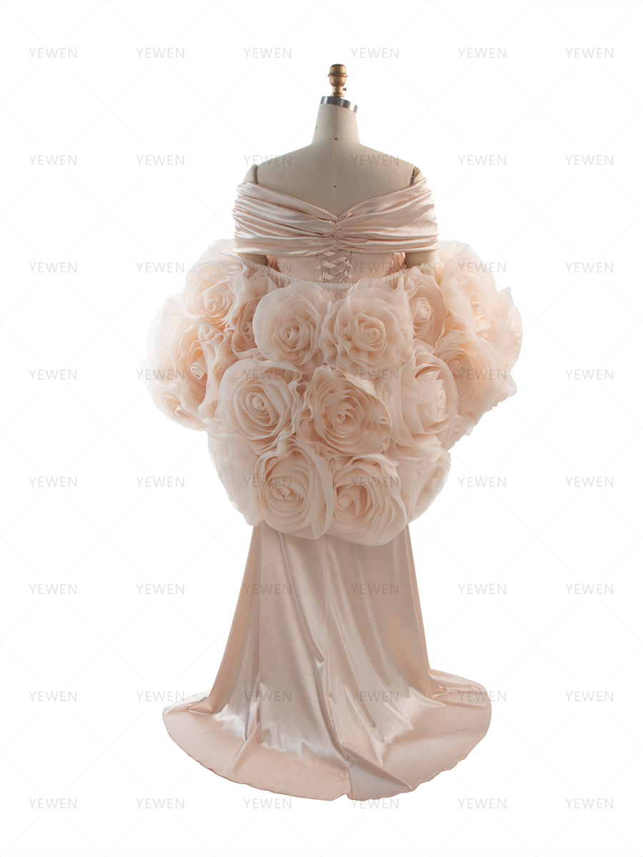 Beautiful Photohoot Outfit Long Mermaid Dress with Flower Cape Shawl YW260263